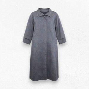 1980s London Fog Floral Water Resistant Wool Lined Transitional Trench Coat 12P